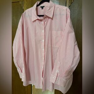 Torrid Classic Pink & White Striped Button-Down Shirt, Torrid 1